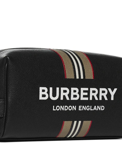 Shop Burberry Icon Stripe Toiletry Bag In Black