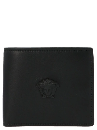 Shop Versace Medusa Plaque Bifold Wallet In Black