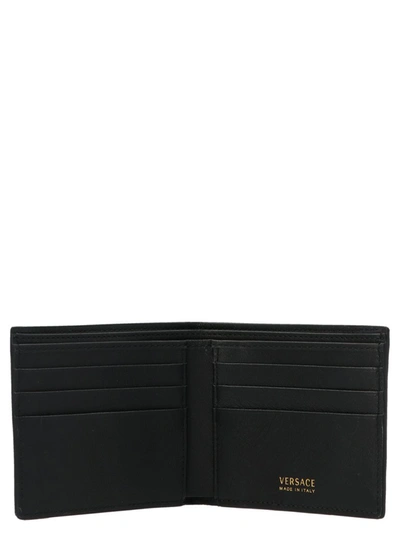 Shop Versace Medusa Plaque Bifold Wallet In Black