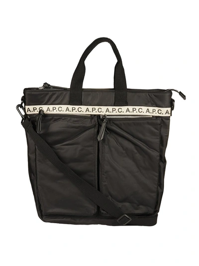 Shop Apc A.p.c. Repeat Zipped Pockets Tote Bag In Black