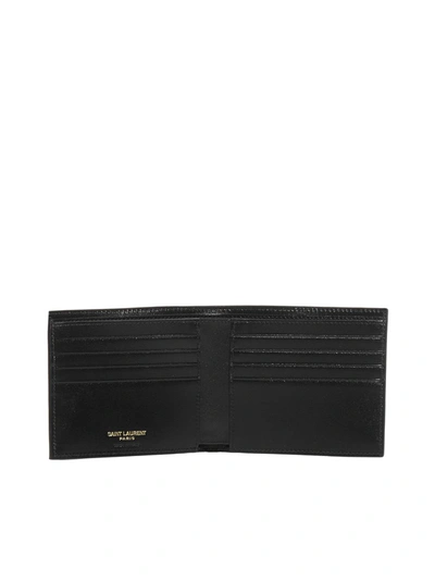 Shop Saint Laurent Tiny Monogram East/west Wallet In Black