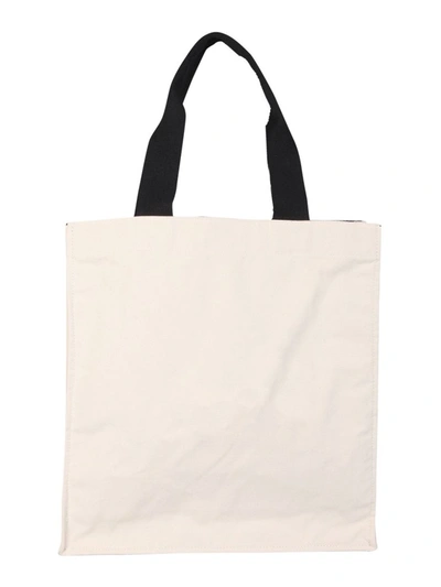 Shop Msgm Logo Print Tote Bag In Beige