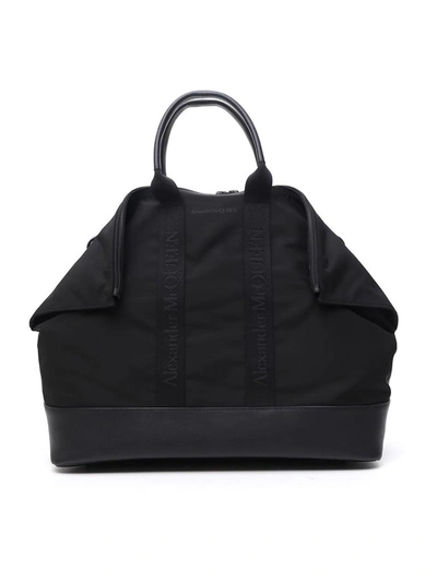 Shop Alexander Mcqueen Logo Jacquard Tote Bag In Black