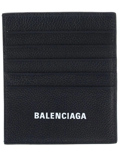 Shop Balenciaga Logo Print Card Holder In Black