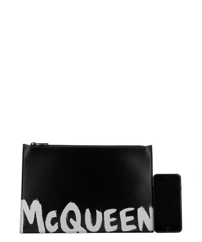 Shop Alexander Mcqueen Graffiti Clutch Bag In Black