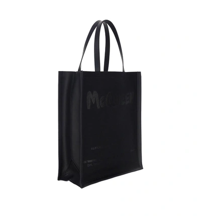 Shop Alexander Mcqueen Logo Print Top Handle Tote Bag In Black