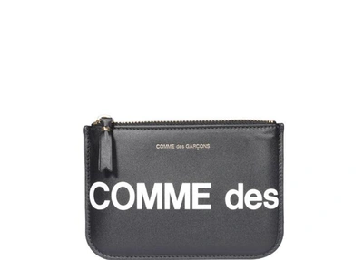 Shop Comme Des Garçons Wallet Logo Printed Zipped Wallet In Black