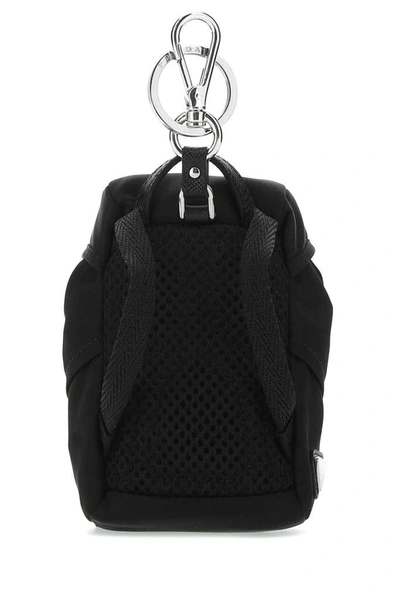Shop Prada Mini Backpack Keyring In Black