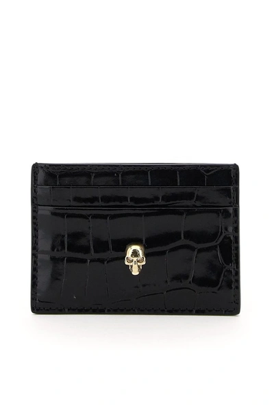 Shop Alexander Mcqueen Skull Embossed Cardholder In Black