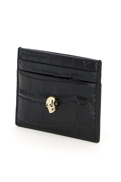 Shop Alexander Mcqueen Skull Embossed Cardholder In Black