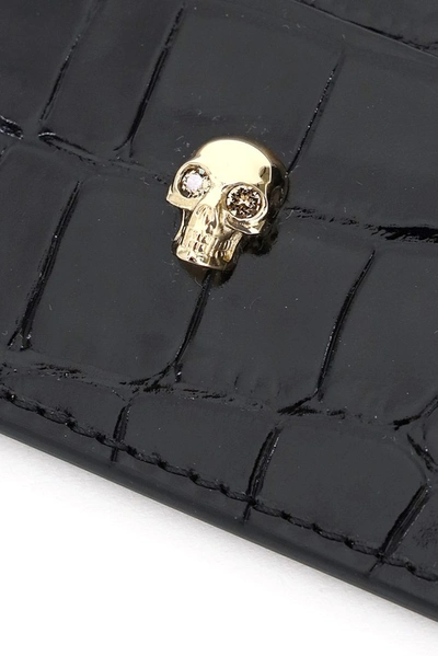 Shop Alexander Mcqueen Skull Embossed Cardholder In Black