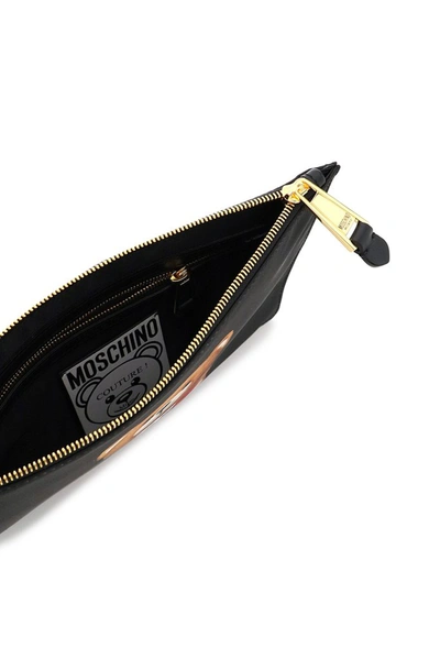 Shop Moschino Teddy Bear Clutch Bag In Black