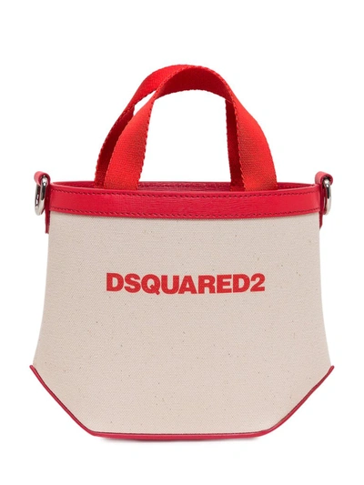 Shop Dsquared2 Logo Print Mini Tote Bag In White