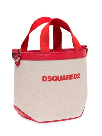 Shop Dsquared2 Logo Print Mini Tote Bag In White