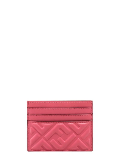 Shop Fendi Ff Motif Embossed Cardholder In Pink