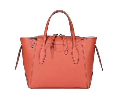 Shop Tod's Zipped Mini Shopping Bag In Orange