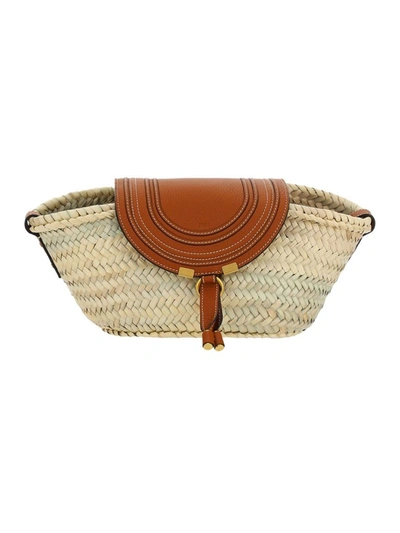 Shop Chloé Marcie Small Basket Bag In Beige