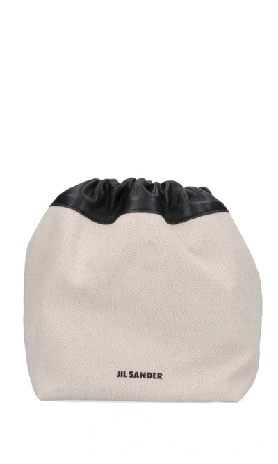 Shop Jil Sander Small Drawstring Shoulder Bag In White