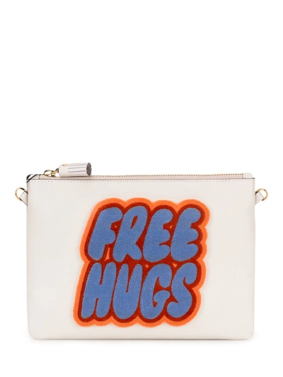 Shop Anya Hindmarch Free Hugs Patch Clutch Bag In White