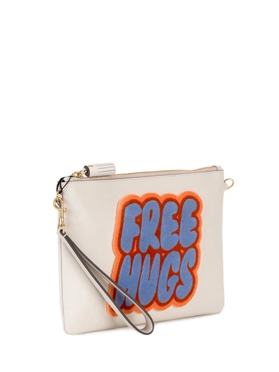 Shop Anya Hindmarch Free Hugs Patch Clutch Bag In White