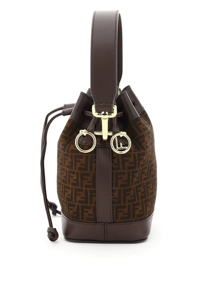 Shop Fendi Mon Tresor Mini Bucket Bag In Brown