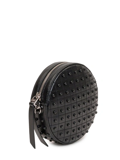 Shop Tod's Pebble Studs Embellished Round Shoulder Bag In Black