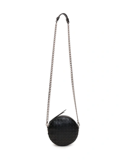 Shop Tod's Pebble Studs Embellished Round Shoulder Bag In Black