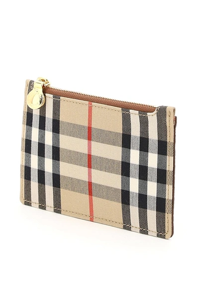 Shop Burberry Checked Zipped Cardholder In Multi