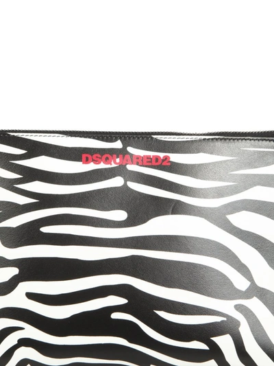 Shop Dsquared2 Zebra Logo Print Clutch Bag In Multi