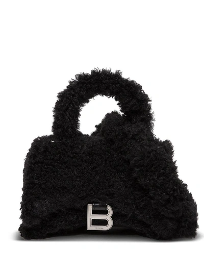 Shop Balenciaga Fluffy Hourglass Tote Bag In Black
