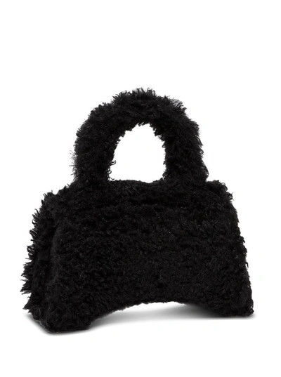 Shop Balenciaga Fluffy Hourglass Tote Bag In Black