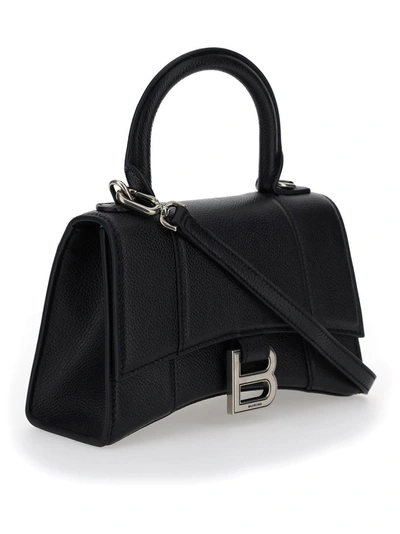 Shop Balenciaga Hourglass Xs Top Handle Bag In Black