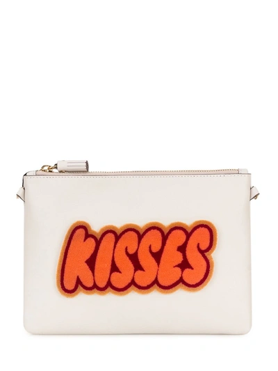 Shop Anya Hindmarch Kisses Patch Clutch Bag In White