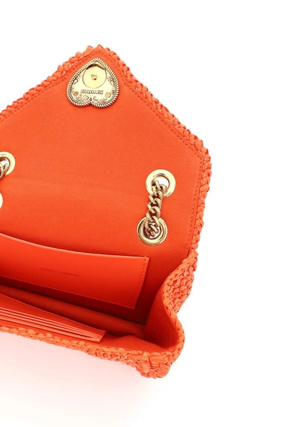 Shop Dolce & Gabbana Devotion Woven Shoulder Bag In Orange