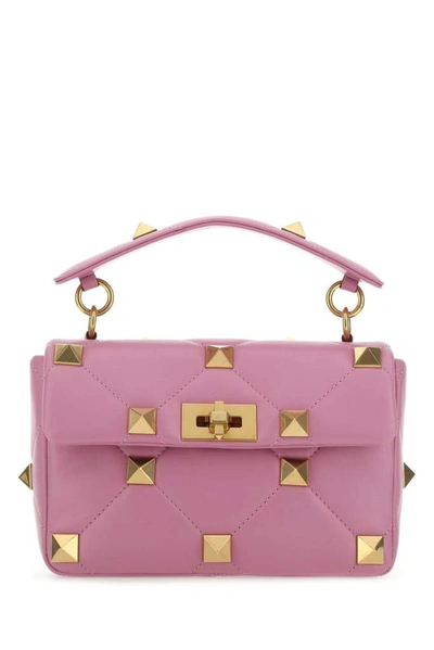 Shop Valentino Garavani Roman Stud Medium Handbag In Purple