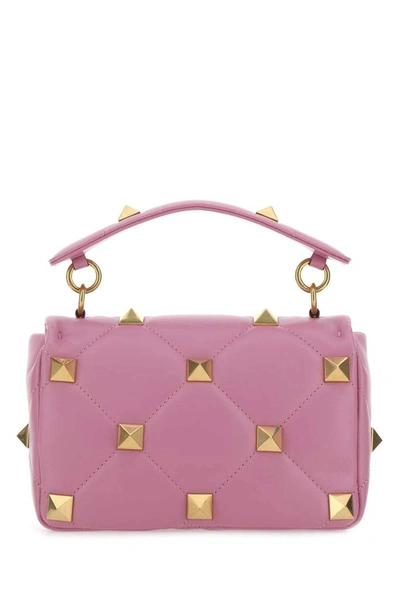 Shop Valentino Garavani Roman Stud Medium Handbag In Purple