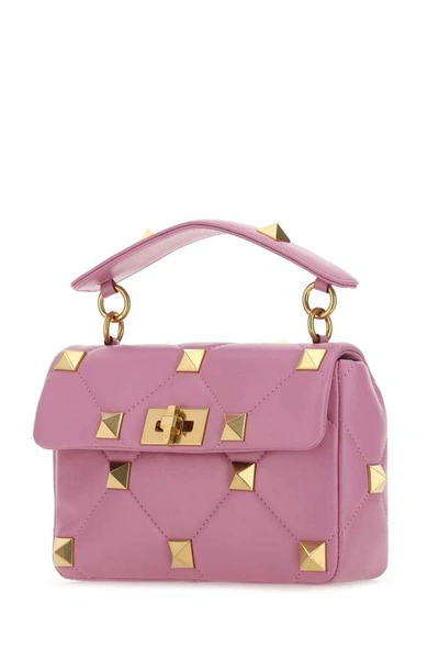 Shop Valentino Garavani Roman Stud Medium Handbag In Purple