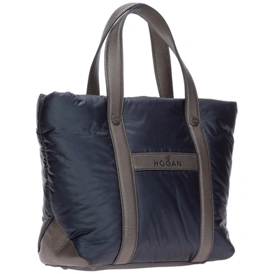 Shop Hogan Logo Print Shopping Bag In Blue