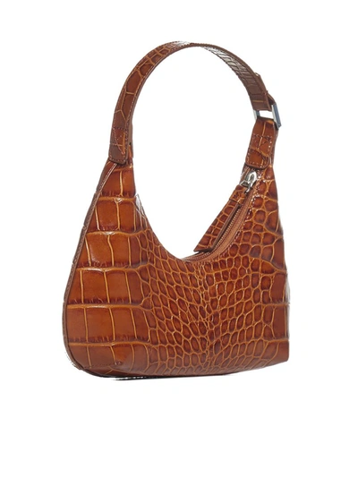 Shop By Far Baby Amber Embossed Shoulder Bag In Brown