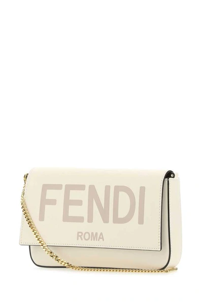 Shop Fendi Logo Chain Strap Shoulder Bag In White