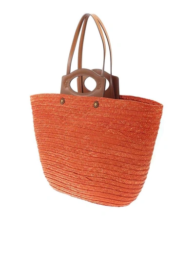 Shop Tod's Woven Large Tote Bag In Orange
