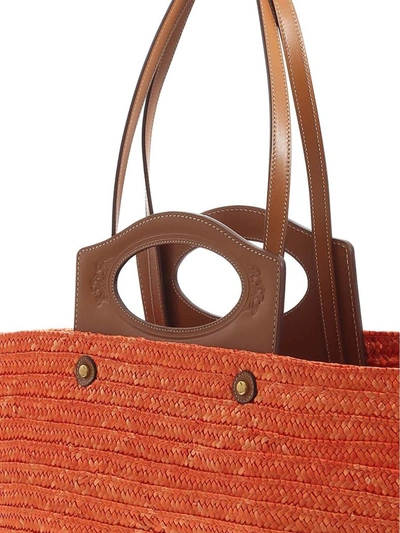 Shop Tod's Woven Large Tote Bag In Orange