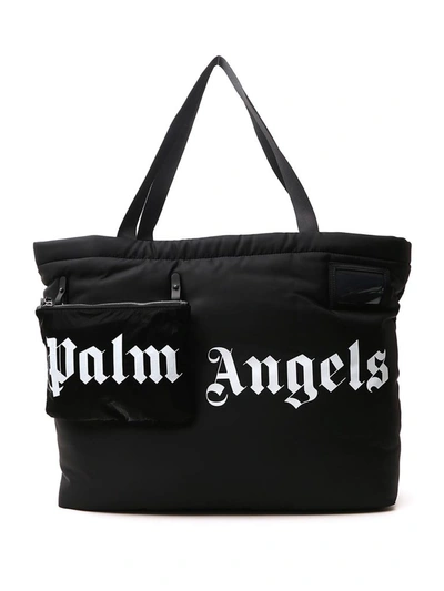 Shop Palm Angels Logo Shopper Bag In Black