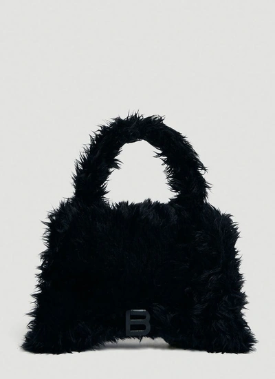 Shop Balenciaga Fluffy Hourglass Top Handle Bag In Black