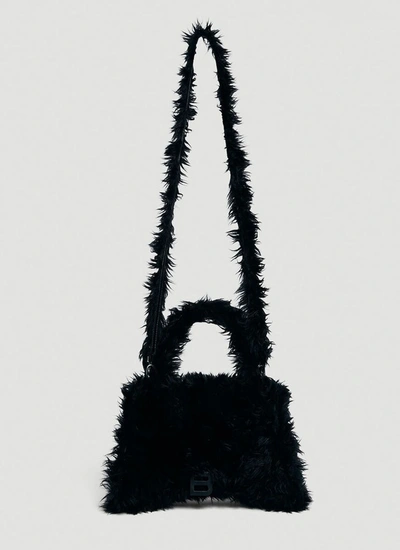 Shop Balenciaga Fluffy Hourglass Top Handle Bag In Black