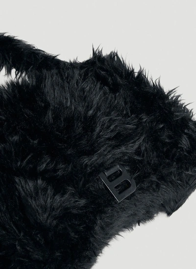 Shop Balenciaga Fluffy Hourglass Top Handle Bag In Black