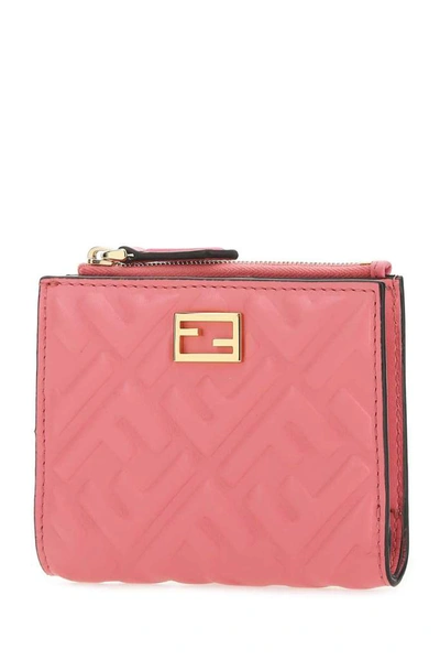 Shop Fendi Baguette Ff Motif Compact Wallet In Pink