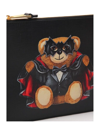 Shop Moschino Teddy Bear Print Clutch Bag In Black