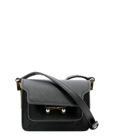 Shop Marni Trunk Nano Shoulder Bag In Black