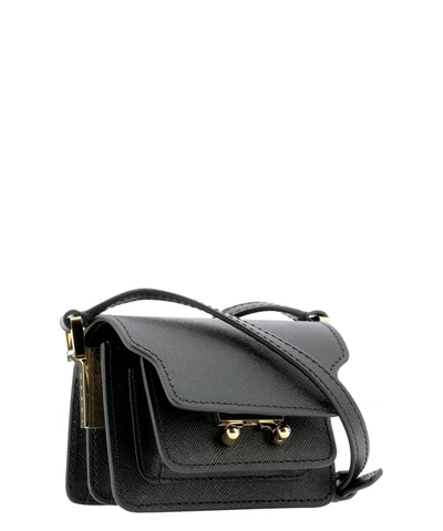 Shop Marni Trunk Nano Shoulder Bag In Black